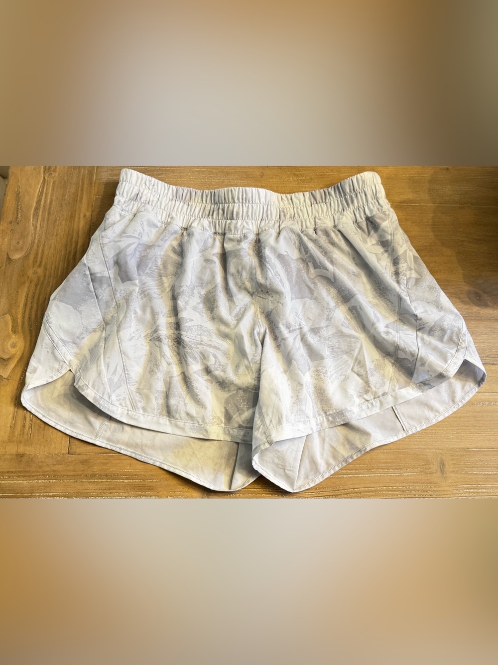 lululemon athletica Light Gray Floral-Print Athletic Shorts